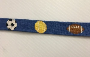 Smathers & Branson Boy's Sports Balls Handstitched Needlepoint Belt Boys Size L - Picture 1 of 16