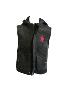 U.S Polo Assn Kids Hooded quilted Vest Black Size 10/12 Red Logo, Sleeveless - Picture 1 of 10