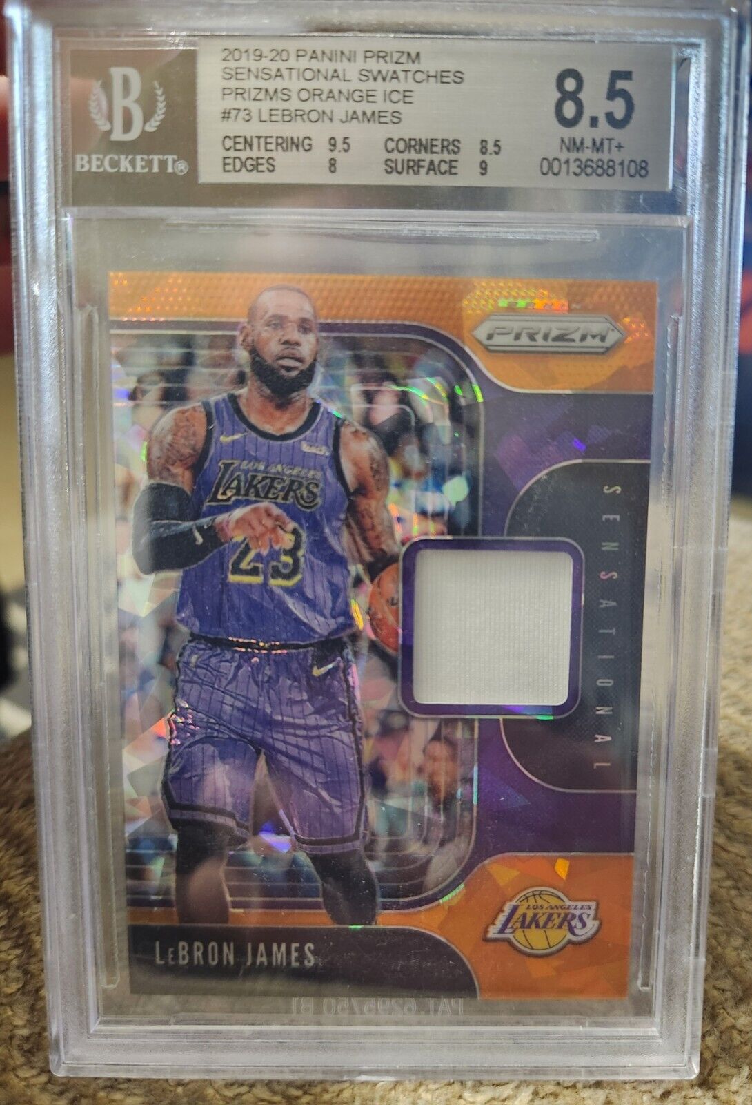 2019-20 Panini Prizm - Sensational Swatches Prizms Orange Ice #SS-LBJ LeBron