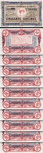 France TROYES 50 Centimes 1926, UNC, 10 Pcs LOT, with Completely watermark - Picture 1 of 5