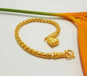 "NUEVO ESTILO Cadena de eslabones de pulsera de 7" enchapados en oro amarillo 14k para mujer - Imagen 1 de 3