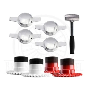 Zenith 2 Bar Chrome KO Spinner Caps + Adapters for Lowriders | Set of 4 + Hammer - Picture 1 of 86