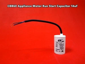 CBB60 Appliance Motor Run Start Capacitor Wire Lead 14uF 400V/450V/500V (G76A) - Picture 1 of 7
