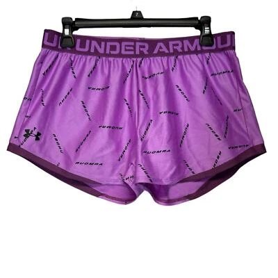 Under Armour Purple & Black Logo Print Activewear Shorts Size XL FLAWED - Image 1 of 4
