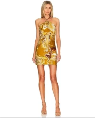 🌻 BEC & BRIDGE 🌻 Falda de seda con estampado de jaspeado dorado talla 8 $300 NUEVA Foto 1 de 4