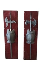 Mid Century Axe And Shield Wall Plaques Hangings Japan 18" - Picture 1 of 5