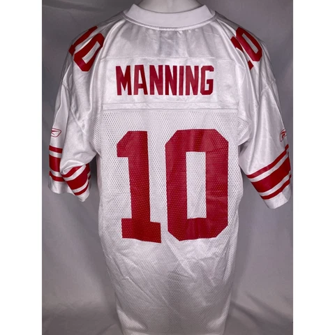 Eli Manning #10 New York Giants NFL Reebok White Away On Field Jersey Men's XL Cover