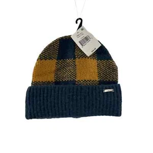 Steve Madden, Brushed Gingham Beanie, Navy and Tan OSFA - Bild 1 von 5