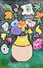 Original Painting Folk Art Flowers Naive Art Inspired By Cedric Morris On Board