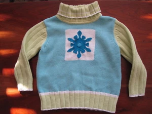 Hanna Andersson Limette Aqua Schneeflocke Pullover Rollkragenpullover Gr. 90 3T EUC - Bild 1 von 4
