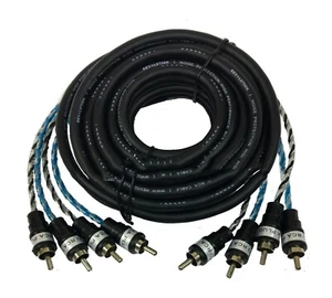 Car Audio 4-CH Black Matt Twisted RCA Cable With AL Foil Shielding 17ft - Picture 1 of 2