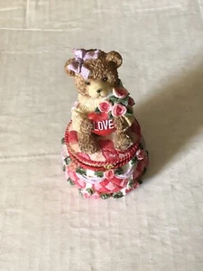 Valentine Bear Trinket Box - Bear 🐻 Dressed In Beige w/Love Heart and Roses - Picture 1 of 6