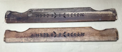 Pair Antique Cottage Furniture Boards, Carved Leaf Motif, Wall Hanging, Salvage Cover