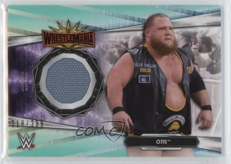 2021 Topps WWE Mat Relics WrestleMania 35 Aqua /299 Otis #MR-OT - Image 1 of 2