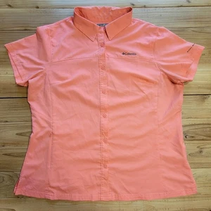 Columbia Omni Shade Women's XL Pink Vented Fishing Button-Up Short-sleeve - Picture 1 of 10