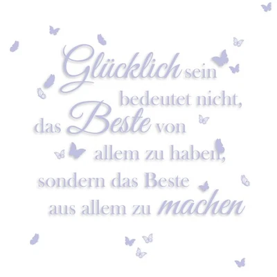 Wandtattoo Spruch: Glücklich sein Küche Wohnzimmer Aufkleber YX005 Flieder - Bild 1 von 4