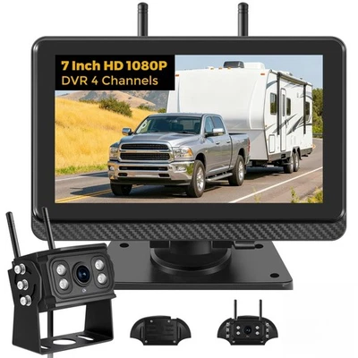 Wireless Backup Camera with 7" HD LCD Monitor & DVR for RV, Truck, Camper - Image 1 of 4