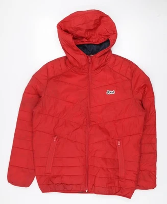 Jack & Jones gefütterte Jacke Herren rot L Kapuze leicht Reißverschluss - Bild 1 von 4