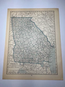 1921 GEORGIA State Map Fm 1921 New Reference Atlas SEE DESCRIP - Picture 1 of 2