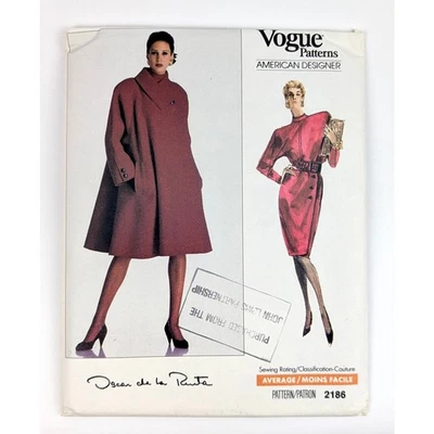 80s Oscar de La Renta Women Coat Top Skirt Sewing Pattern, 6 8 10 Vogue 2186 UC - Image 1 of 4