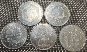 LOT DES 5 PIÈCES DE 1 FRANC COMMÉMORATIVES 1988 À 1996 (1320) - Picture 1 of 6