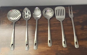 Stainless Steel Cooking Kitchen Utensil 6 Piece Set Long Handle Handles - Picture 1 of 7