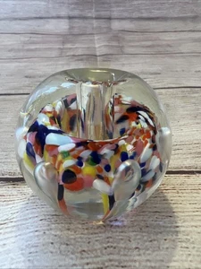 Zimmerman Art Glass Pen Holder Paperweight Confetti Colorful 2.5” - Picture 1 of 6