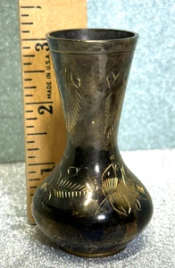 3" Messing Miniatur Knospen Vase Floral gerollt - Bild 1 von 8