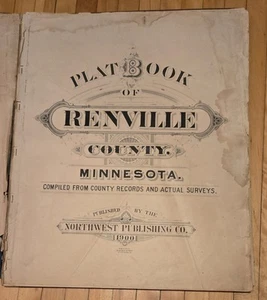 1900 Atlas RENVILLE County Minnesota Plat Book Maps History Photos Olivia Morton - Picture 1 of 24