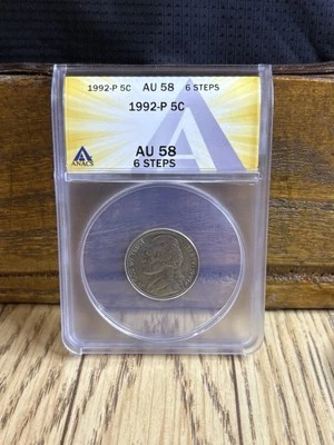 1992 P Jefferson Nickel ANACS AU58 6 Steps - Image 1 of 3