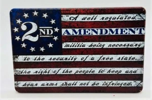 AMERICAN FLAG, 2nd AMENDMT, Aluminum Trailer Hitch plug Cover, UV, 4" X 6" - Picture 1 of 2