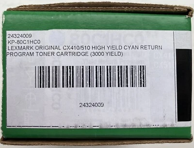Lexmark 80C1HC0 One Cyan High Yield Toner Cartridge.  New Old Stock.  Unused.! - Image 1 of 4