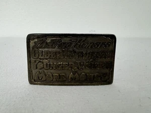 VINTAGE 1977 The Great American Belt Buckle Co Chicago faster horses More Money - Picture 1 of 5