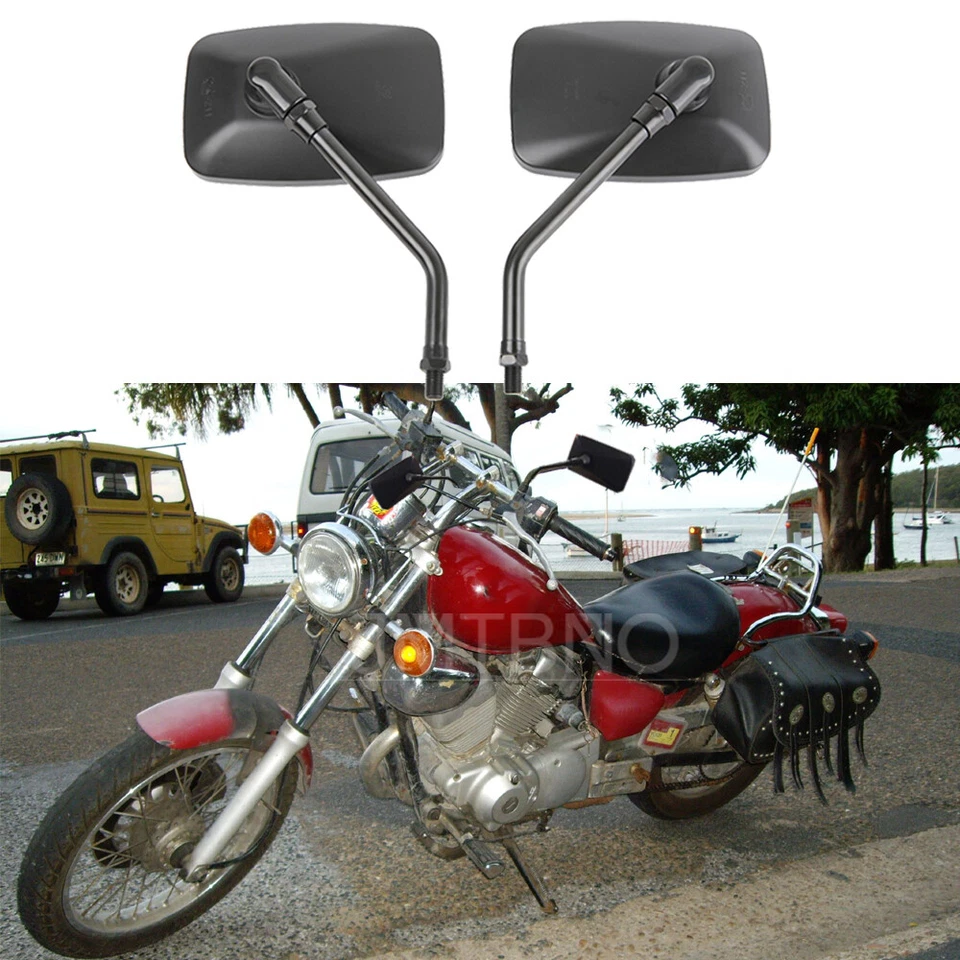 Espejos retrovisores laterales rectangulares negros para motocicleta Yamaha Virago XV 250 535 750 1100 Foto 1 de 4