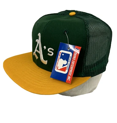 Gorra gorra de camionero vintage años 90 Oakland Athletics As Twins Enterprise Snapback nueva de colección Foto 1 de 4