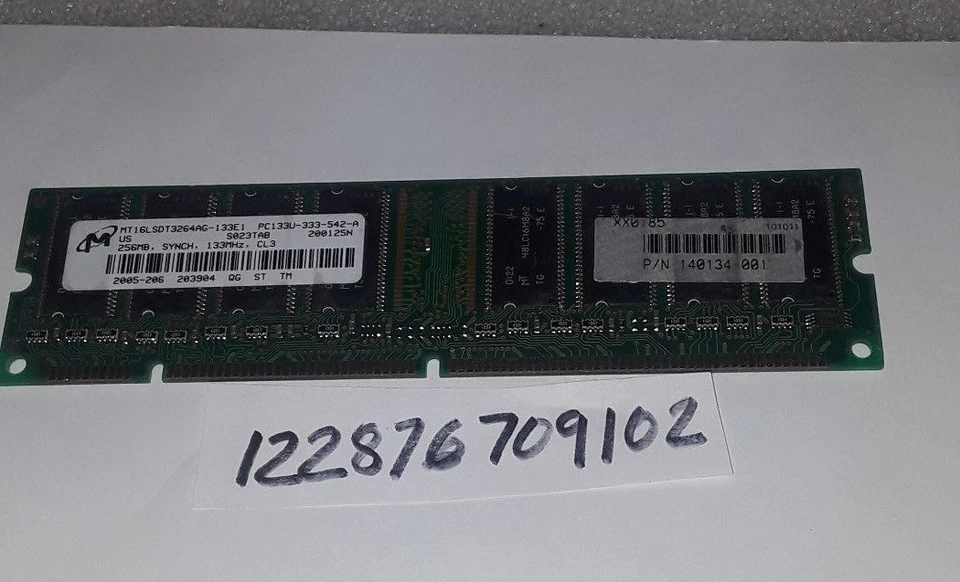 256MB 2RX8 SDRAM SDR SYNCH PC133 CL3 133 133MHZ 168PIN NON-ECC   16X8  16CHIPS  - Image 1 of 1