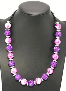 Handmade Purple Candy Colored Acrylic Metal and Glass Seed Bead Necklace - Picture 1 of 5