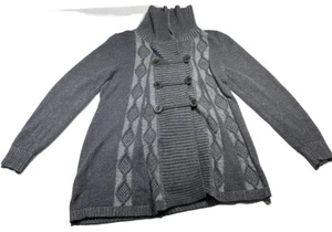 Style & Co Womens Button Up Sweater Long Sleeve Gray Size XL High Neck Casual - Picture 1 of 10