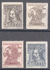 Czechoslovakia 1948 MNH Mi 535-536 Sc 346-349 King Charles IV & University ** - Picture 1 of 2