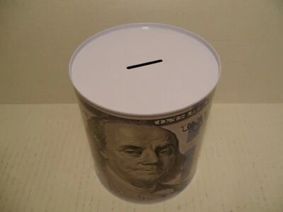 Novo cofrinho de lata de 100 dólares Benjamin Franklin presidente - Imagem 1 de 4