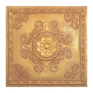Art ceiling tile Emboss wall panel for Salon 2'X2' PL08 Vintage brown gold 10pcs - Picture 1 of 23