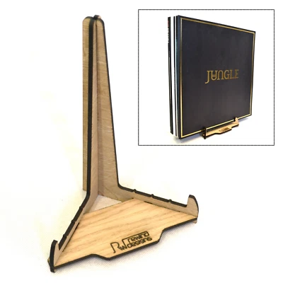 Vinyl Record Storage Holder Display Mini Stand Oak, Now Playing up to 10 Records