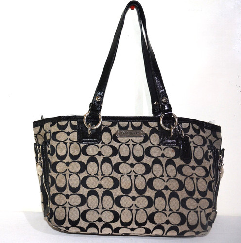 BORSA A TRACOLLA COACH EAST WEST GALLERY F19249 NERA GRIGIA TELA PELLE TOTE