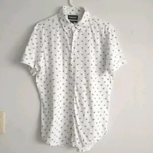Bonobos Shirt Men M White Racket All Over Print Button Down Knit Slim Fit Preppy - Picture 1 of 8