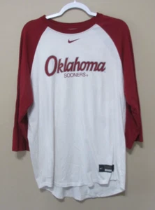 Nike Oklahoma Sooners Shirt Womens Lg Burgundy/White 3/4 Sleeve - Picture 1 of 2