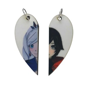 Ruby and Weiss Matching Heart Necklaces Keyrings or Earrings | Couples BFF Gift - Picture 1 of 1