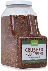 Toss Red Chili Pepper Flakes – 4 Pound Bulk Container– Crushed Red Chilli Pepper - Picture 1 of 3