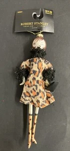 Neu Robert Stanley Glas Weihnachtsschmuck Dame Mädchen Frau Leopardenmuster Kleid - Bild 1 von 6