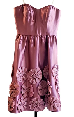 Vestido de noche formal de graduación para mujer talla 10 corto de seda amatista flores Chetta B Foto 1 de 4