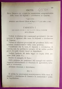 CASERTA 1892 KÖNIGLICHES DEKRET X VERWALTUNGSKOMMISSION EINZAHLUNGSKASSE-4550 - Bild 1 von 1